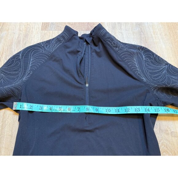 Lululemon Toasty Tech Black Long-Sleeve Half-Zip Pullover Shirt With Silver Acce - Picture 5 of 6